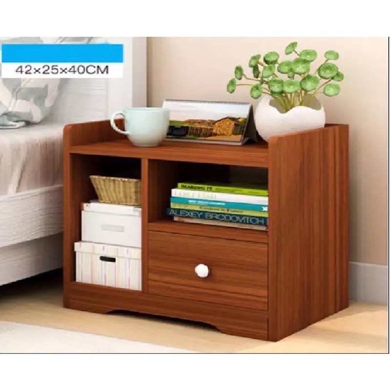 Tủ Đầu Giường Vuông Ngăn Kéo Màu Gỗ 40 x 26 x 32.5cm