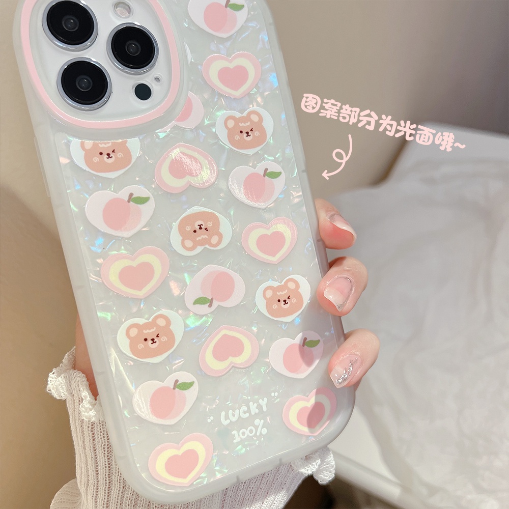 Ốp Điện Thoại Họa Tiết Trái Đào Có Dây Đeo Tay Cho Iphone 13 pro max 12 pro max 11 pro max xs max xr x 7 8 plus