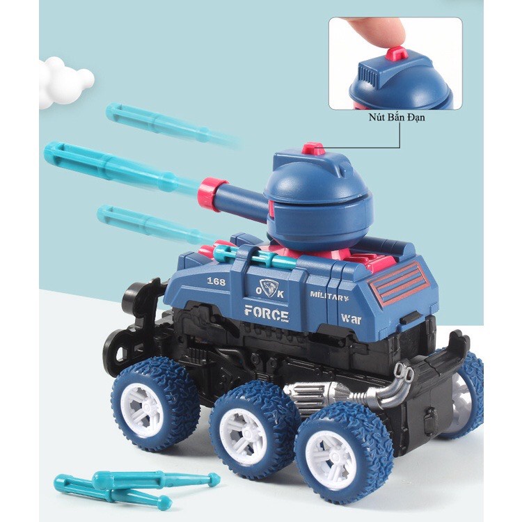 Đồ chơi cho bé ô tô địa hình, xe tăng chạy bánh đà biến hình robot xoay 360 độ