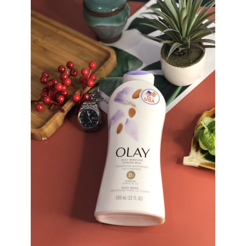 [USA][650ml-Mẫu mới] Sữa tắm Olay Almond Milk ( Sữa Hạnh Nhân) - Nhập khẩu CHÍNH HÃNG MỸ