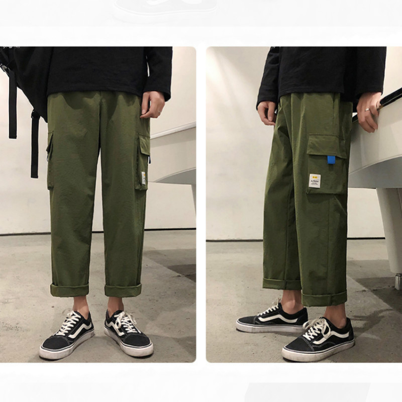 Summer 2020 Men's Pants Casual Pants for Men Clothing Solid Straight Loose Streetwear Men Fashion Brand Overalls Korean Trend Straight Casual Pants With Wide Legs