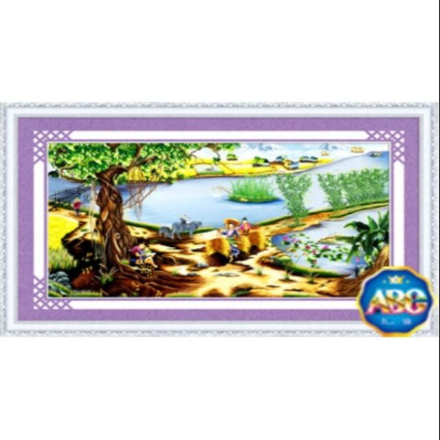 Tranh đính đá phong cảnh làng quê DF334(180x106)