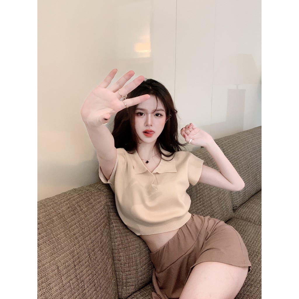 Áo Thun Polo Ngắn Tay Thiết Kế Đơn Giản Thiết Kế Mỏng Thời Trang Mùa Xuân Hè Theo Phong Cách Hàn Quốc Cho Nữ