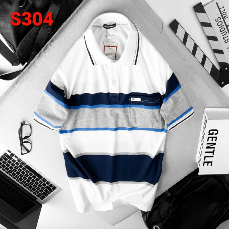 [S301] ÁO THUN POLO CAO CẤP CÓ TÚI SỌC NGANG | BigBuy360 - bigbuy360.vn