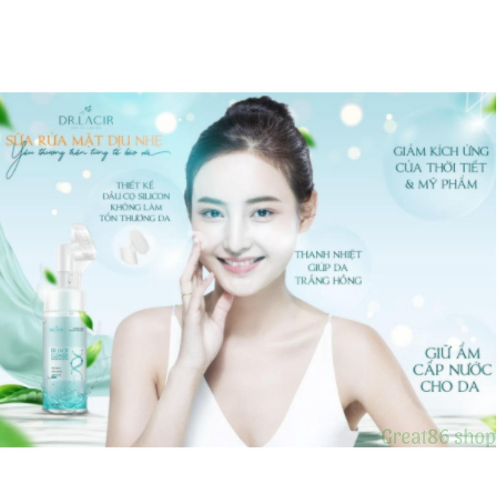 Sữa rửa mặt great86 sữa rửa mặt dịu nhẹ Dr lacir cho da khô da nhạy cảm giúp da trắng sáng sạch sâu 150ml