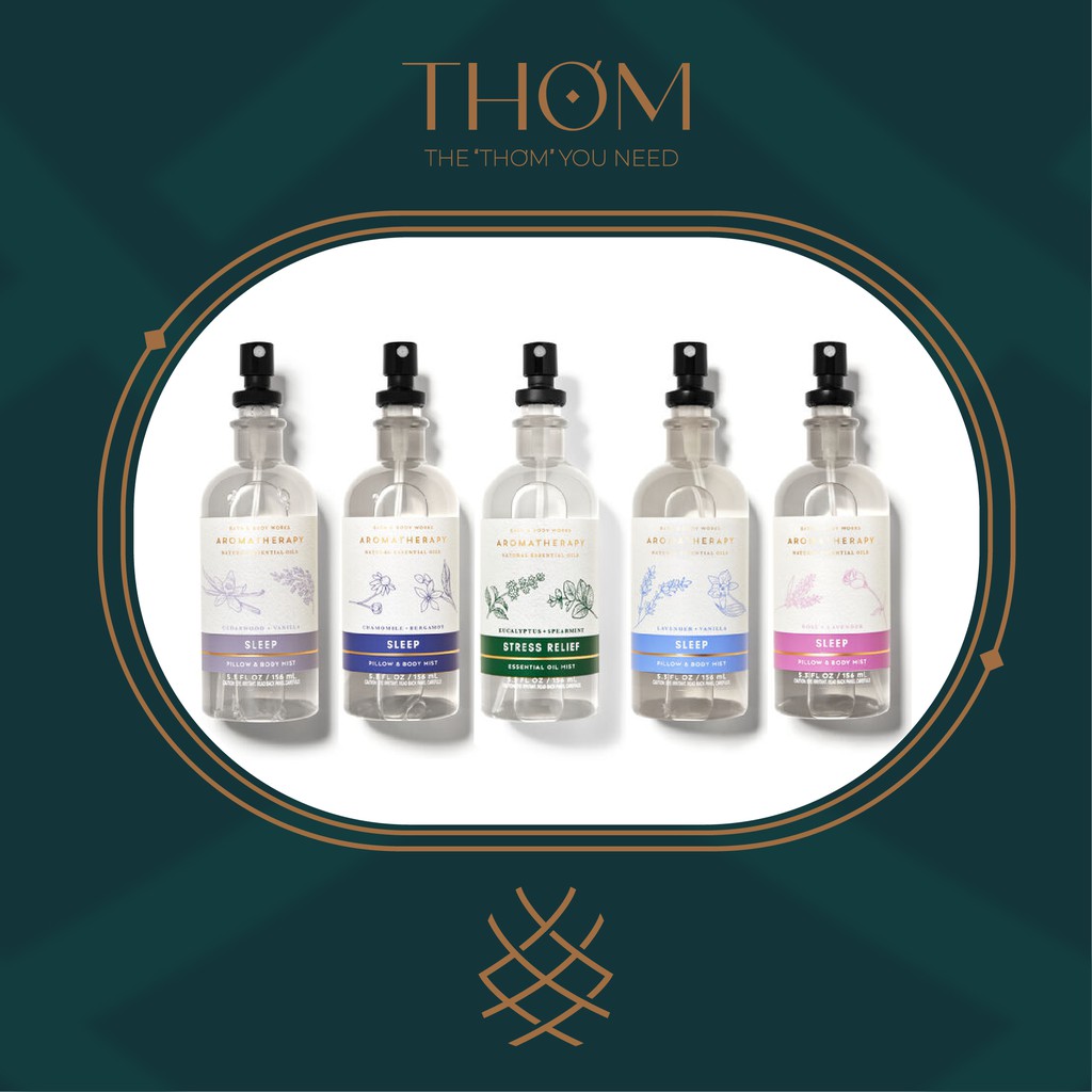 Mẫu Thử Xịt Thơm Tinh Dầu Thư Giãn Bath & Body Works Aromatherapy Essential oil Mist-Stress Relief-Love-Sleep