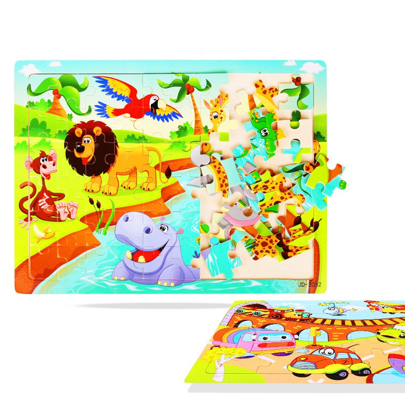 Đồ chơi tranh ghép hình 30 miếng gỗ puzzle KB216037, Bộ tranh ghép hình nhiều chủ để cho bé