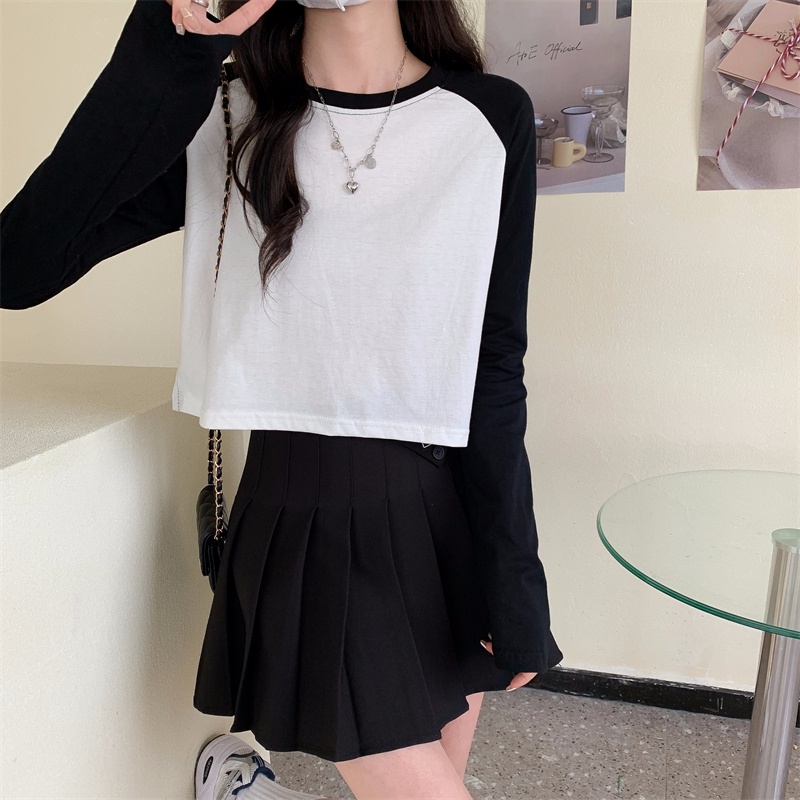 【ZHELIHANGFEI】Áo Thun Dài Tay Lưng Cao Ôm Dáng Xinh Xắn Dành Cho Nữ