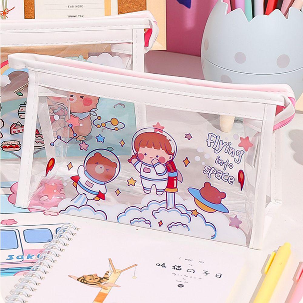 Túi Đựng Bút/ Mỹ Phẩm Trong Suốt Hình Tam Giác Sức Chứa Lớn Đa Năng