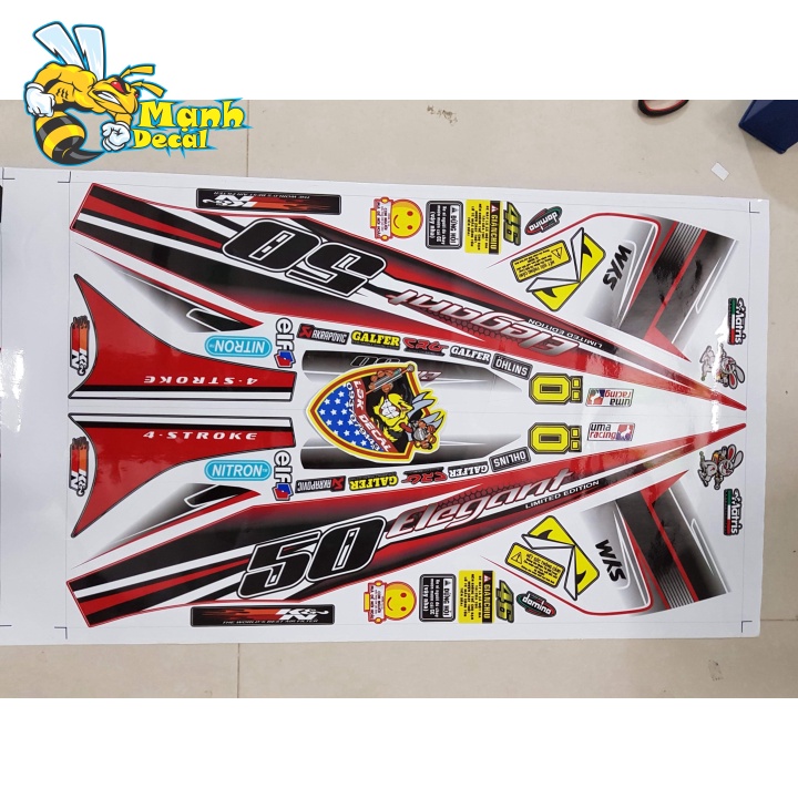 Ten rời xe elegant 50 2016 trắng đỏ