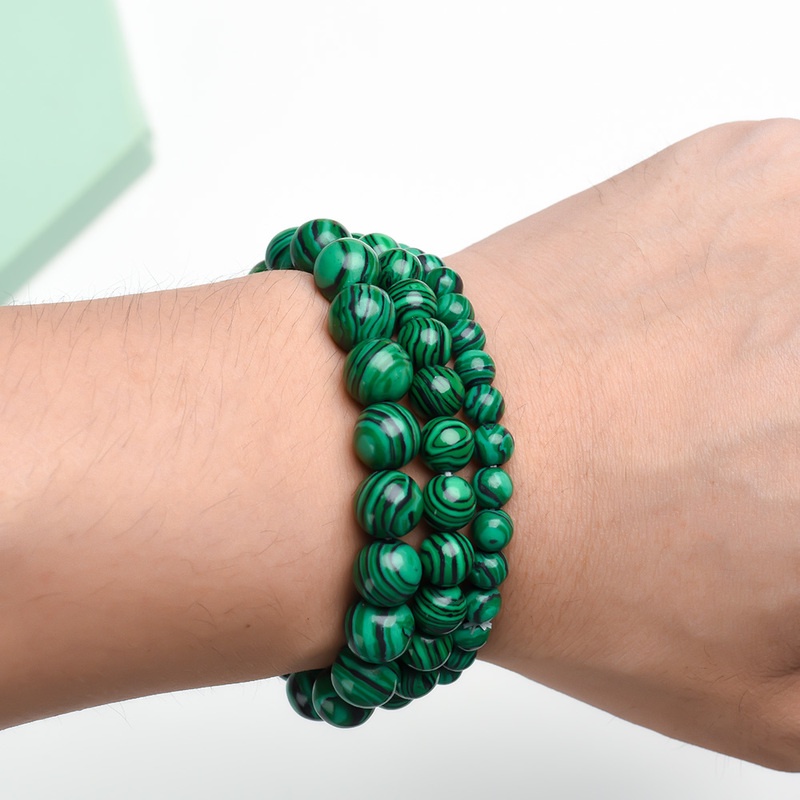 Vòng Tay Chuỗi Hạt Đá Malachite Tự Nhiên 6 / 810 mm Giảm Căng Thẳng Tự Phục Hồi Làm Quà Tặng Cho Bạn Bè