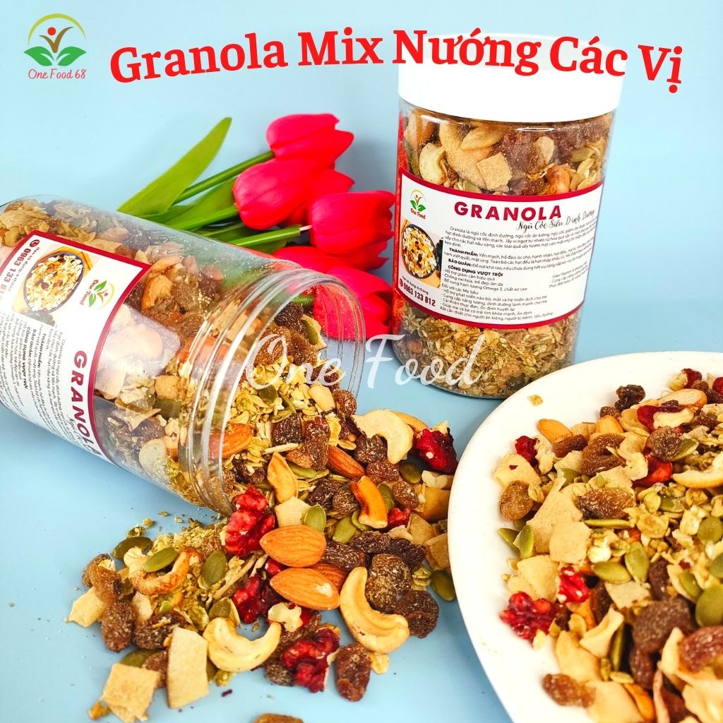 Ngũ Cốc Giảm Cân, Granola Siêu Hạt Ăn Kiêng Dinh Dưỡng Mix 12 Loại Hạt Ăn Liền Giòn Thơm 500gr, Onefood68