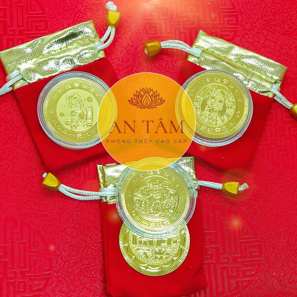 Combo 3 Đồng Xu Hình Con Trâu Quà Tặng Tết 202
