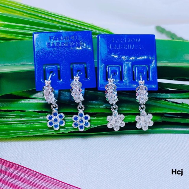 BÔNG TAI KHOEN BẤM TRÒN MẶT HOA ĐÁ CAO CẤP - BÔNG TAI BẠC TRẺ CON