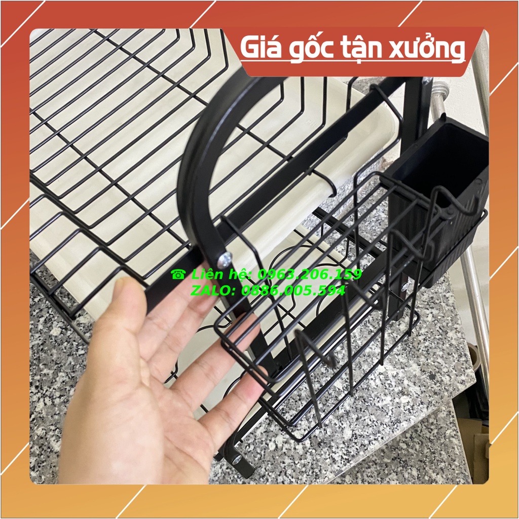[HOT] Kệ Bát Đĩa 2 Tầng Bằng Thép Sơn Tĩnh Điện Màu Đen