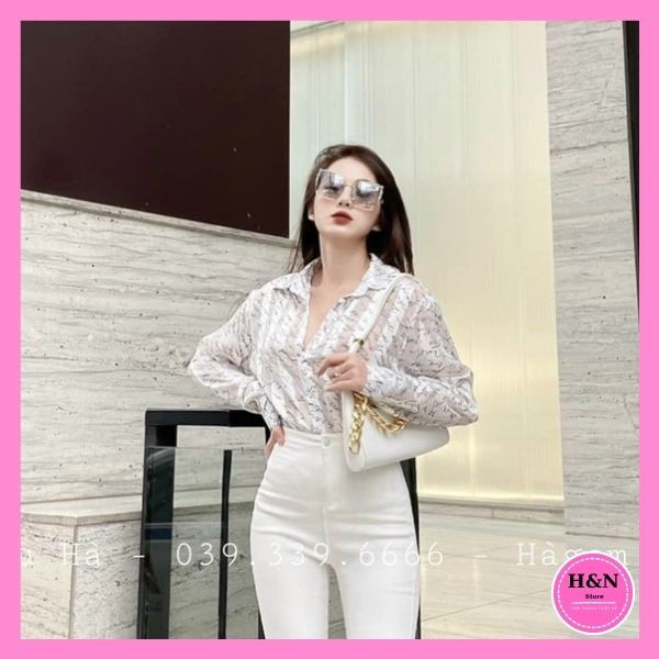 Áo sơ mi nữ thiết kế, áo sơ mi nữ chữ nhí lụa von sọc 2 màu trẻ trung xinh xắn - H&amp;N Store