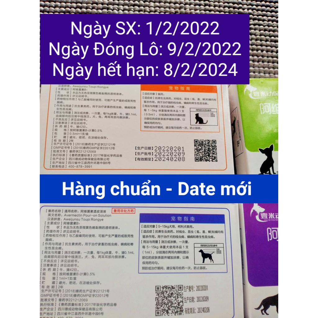 Nhỏ gáy cao cấp loại bỏ ve rận bọ chét giun sán cho chó mèo