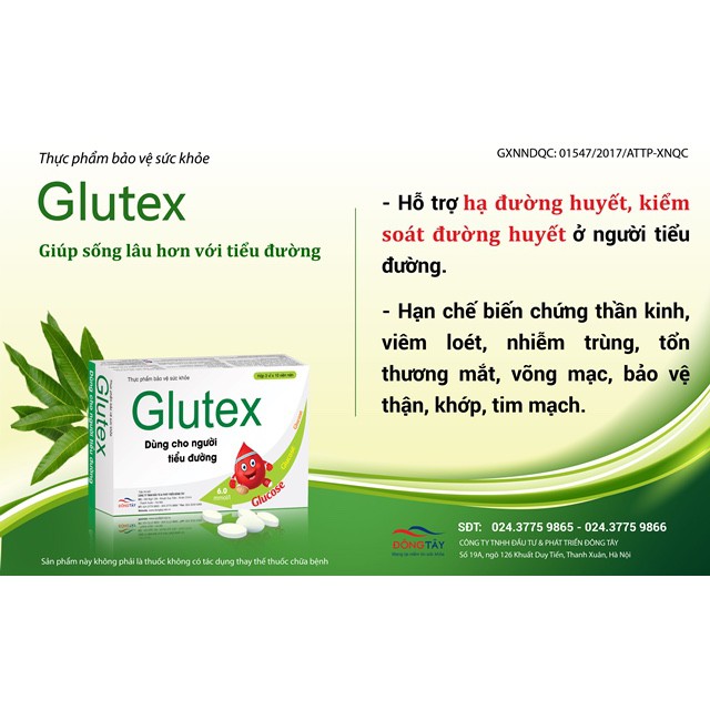 Glutex - Ổn định đường huyết cho người bệnh tiểu đường (Hộp 30 viên)