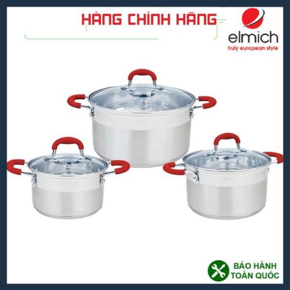 Bộ nồi inox Smartcook 3 chiếc size 16cm, 20cm, 24cm, bộ nồi elmich cao cấp, bảo hành 2 năm.