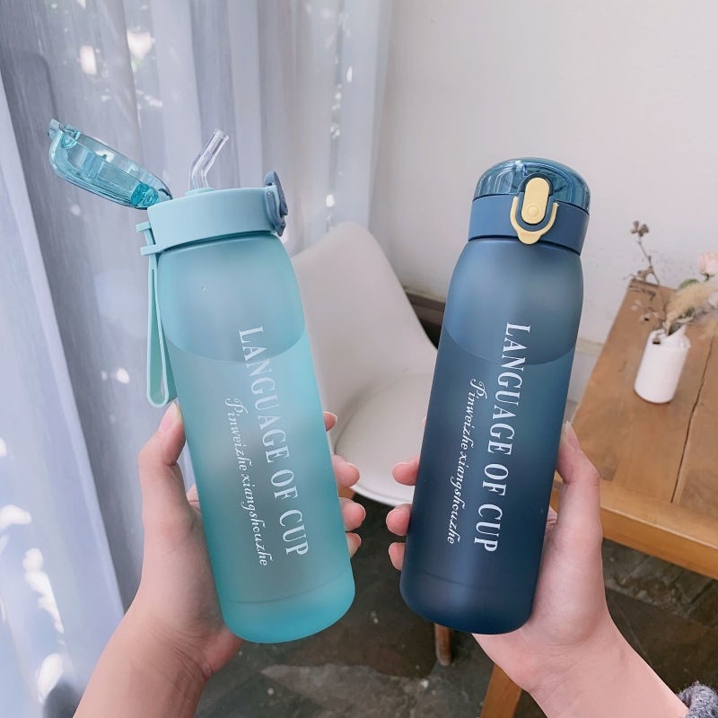 Bình nước cho bé có vạch chia,  bình nước hello water thể thao kèm ống hút