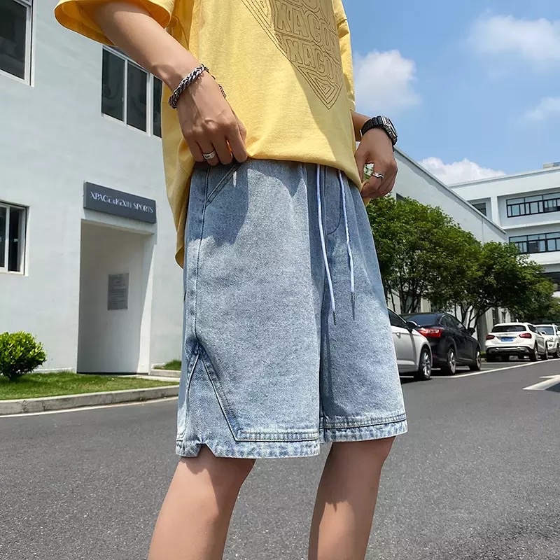 QUẦN SHORT JEANS ỐNG RỘNG NAM NỮ T-A-N Style hàn quốc-QSJ06-chất ngất màu xanh