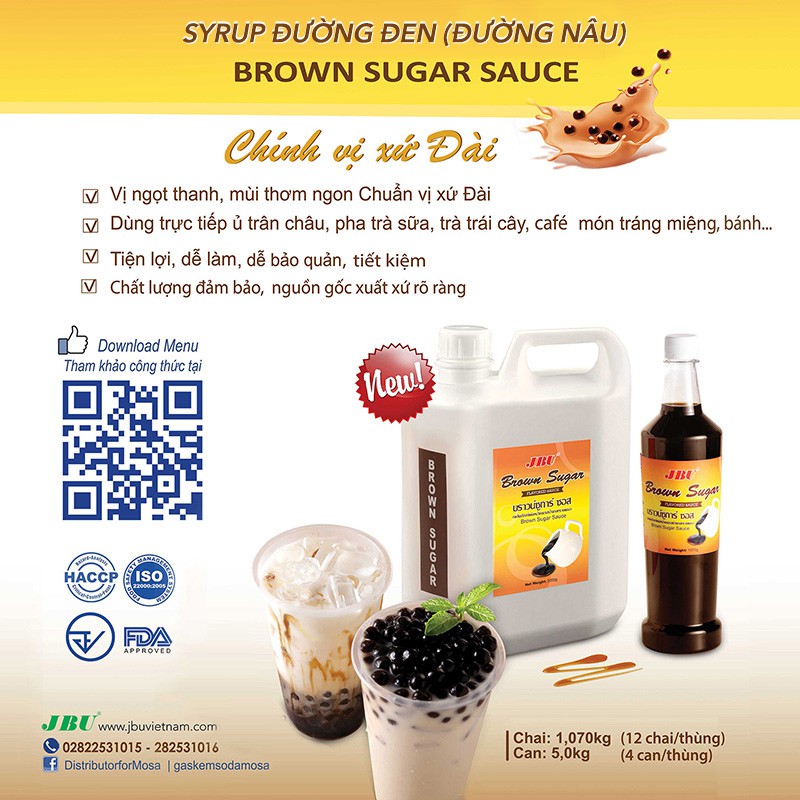 Syrup Đường Nâu- syrup đường đen Brown Sugar JBU - chai 1.070kg