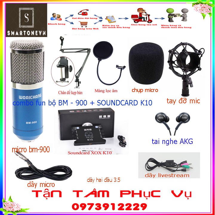 fun Combo bộ thu âm Karaoke Sound Card XOX v10 + Mic BM900