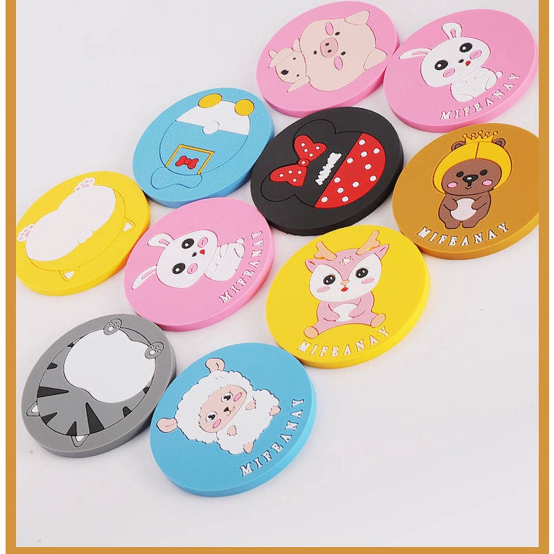 Miếng lót cốc nước trang trí xe hơi họa tiết hoạt hình không trượt phổ biến dễ thương