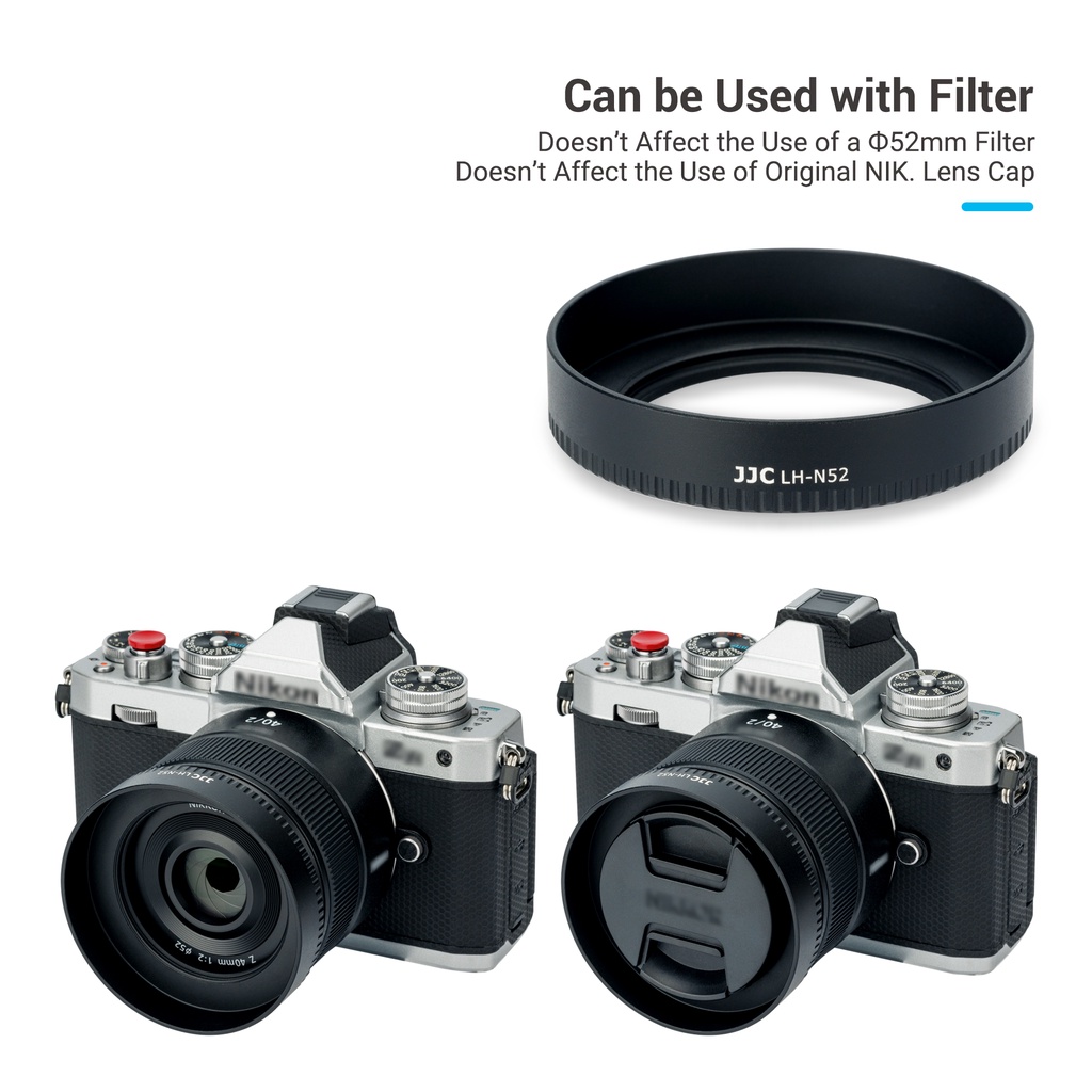 JJC LH-N52 Nắp che ống kính bằng kim loại cho Ống kính Nikon Nikkor Z 28mm f/2.8, Nikon Nikkor Z 28mm f/2.8 (SE),  Nikon Nikkor Z 40mm f/2