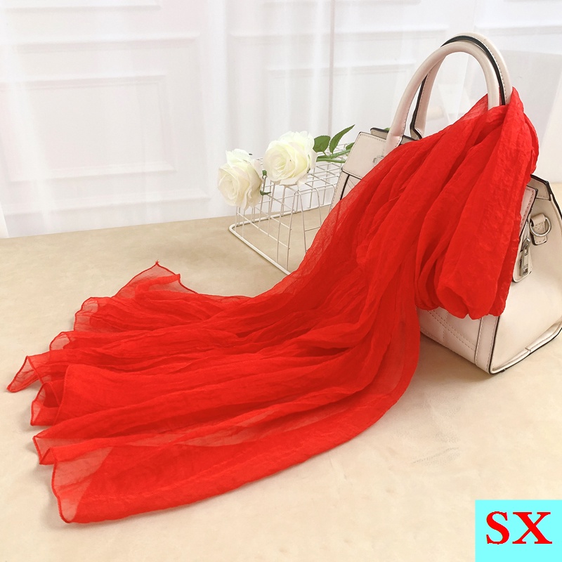 Khăn Choàng Vải Lụa Dài Mỏng Màu Trắng Trơn Dễ Phối Đồ Thời Trang Xuân Thu Cho Nữ Khi Nhảy Múa
