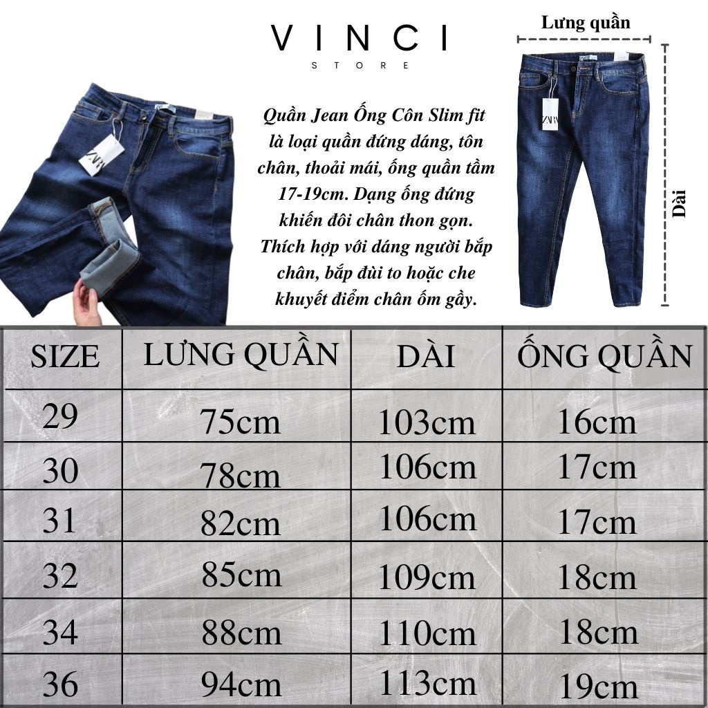 Quần Jean Nam  ZR xanh trơn slim fit ống côn co dãn vnxk | BigBuy360 - bigbuy360.vn
