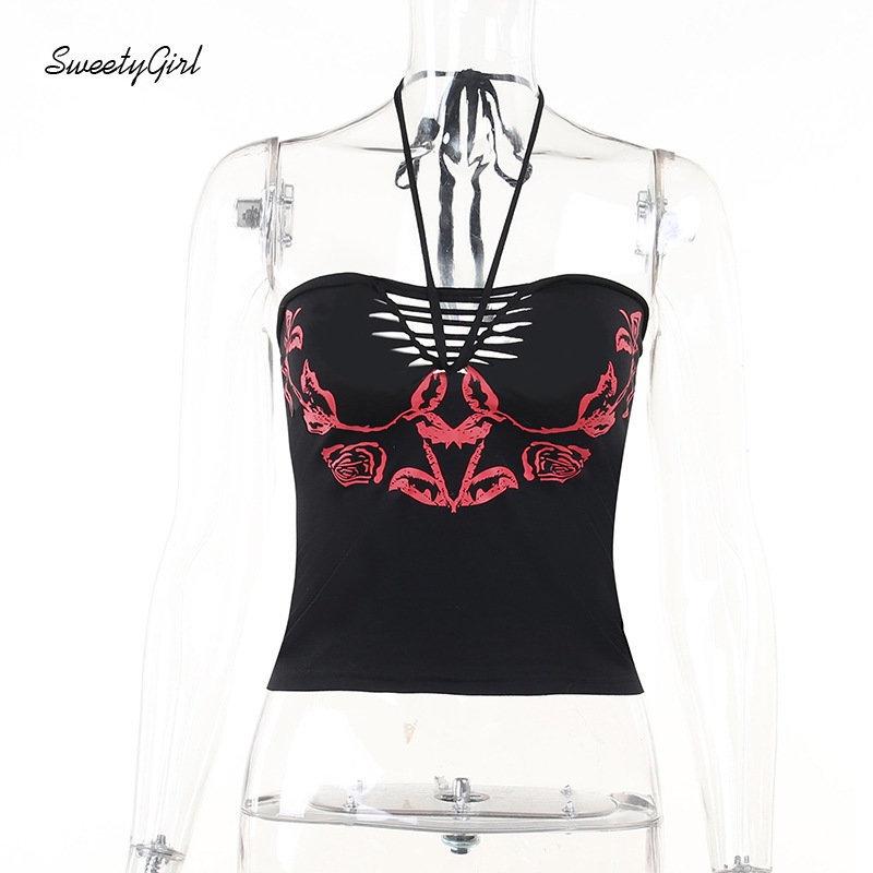 Áo Ống Ôm Dáng Hở Vai In Họa Tiết Punk Thời Trang 2022 Quyến Rũ Cho Nữ Y2k