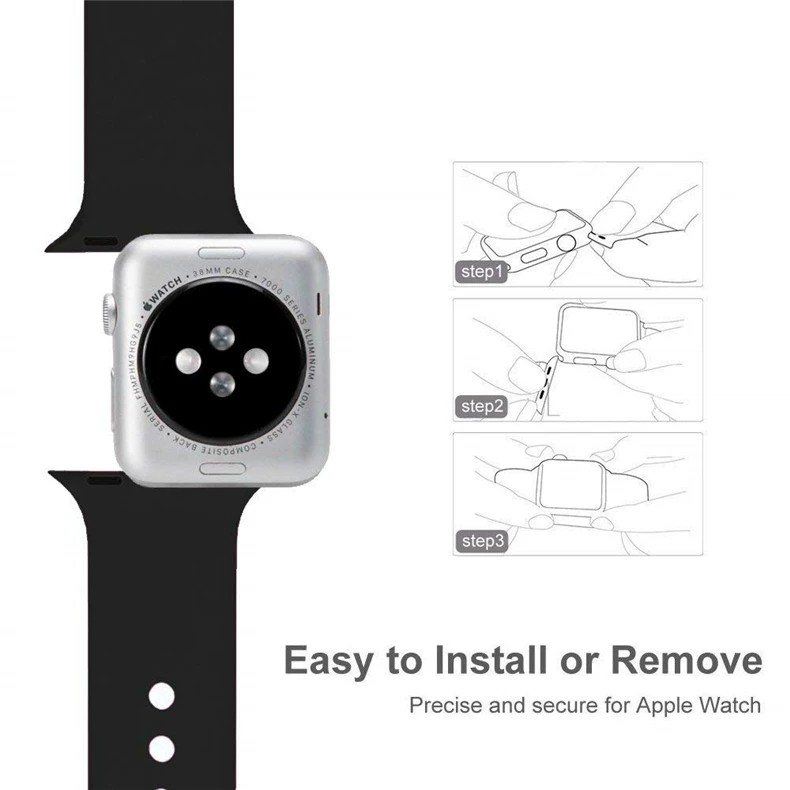 Dây Đeo Cao Su Mềm 45mm 41mm 44mm 40mm 38mm 42mm Cho iwatch series 7 6 5 SE 4 3 2