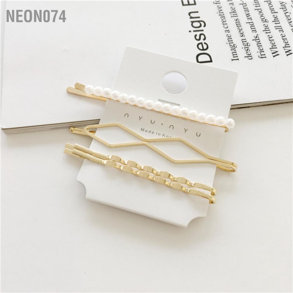 🥭Neon074 Set 3/4 Cái Kẹp Tóc Ngọc Trai Hình Khối Phong Cách Hàn Quốc Phụ Kiện Tóc Nữ Bộ 4 mảnh Kẹp tóc ngọc trai Tóc mái bằng hợp kim Tạo kiểu phụ kiện cho bạn gái nữ