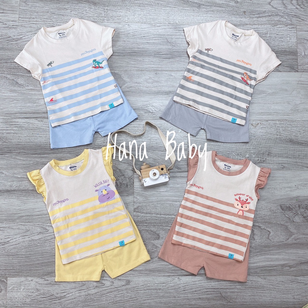 Bộ cộc tay kẻ ngang Mompa cho bé từ 1 tuổi đến 5 tuổi