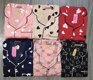Bộ lụa satin GG dài tay