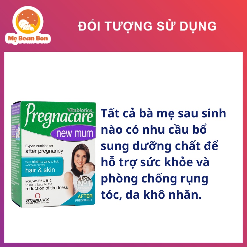 vitamin Vitabiotics Pregnacare New Mum của Anh 56 viên cho mẹ bầu sau sinh hỗ trợ tuyến sữa làm giảm rụng tóc làm đẹp da