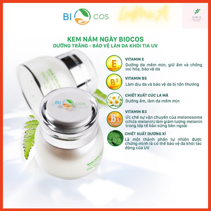 Kem nám ban ngày Biocos dưỡng da chống nắng mờ thâm nám bảo vệ da ngừa lão hóa 30gr LuMi.A