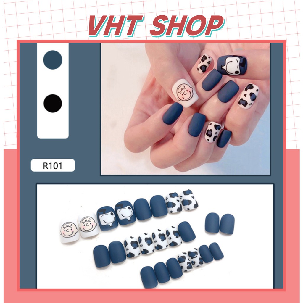 Set 24 móng tay giả họa tiết hoạt hình xinh xắn tặng kèm keo dán DM02 - VHT SHOP