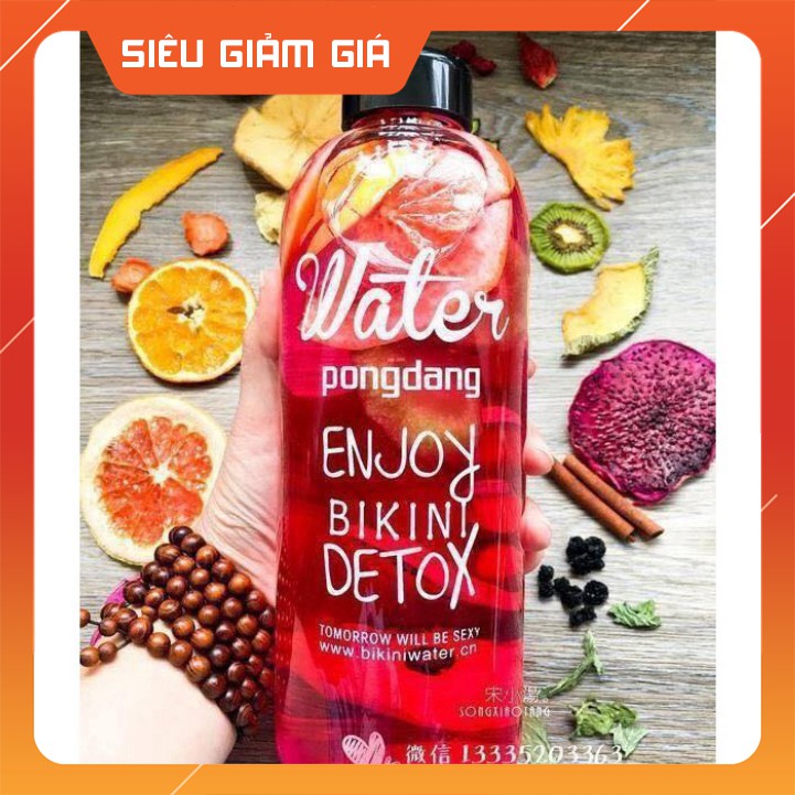 cấp  hàng sỉ lẻ  Bình DETOX 1000ML WATER PONGDANG NHỰA CAO CẤP tặng túi vải bán hàng chuẩn uy tín