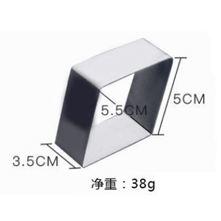 Khuôn ring mousse mini hình tròn/vuông/trái tím/ thoi bằng thép không rỉ