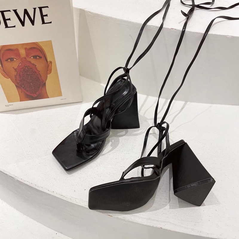 Giày cao gót nữ chiến binh - Sandal cao gót 9p gót tam giác siêu HOT Chị Chảnh Store