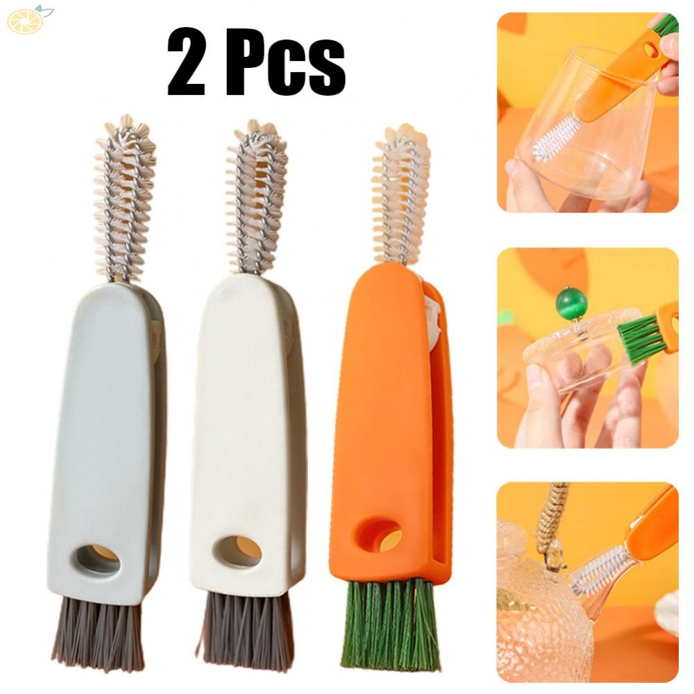 【VARSTR】2 PCS 3 In 1 Bottle Cap Detail Brush Cleaner Bottle Brush Cup Cover Lid Cleaning