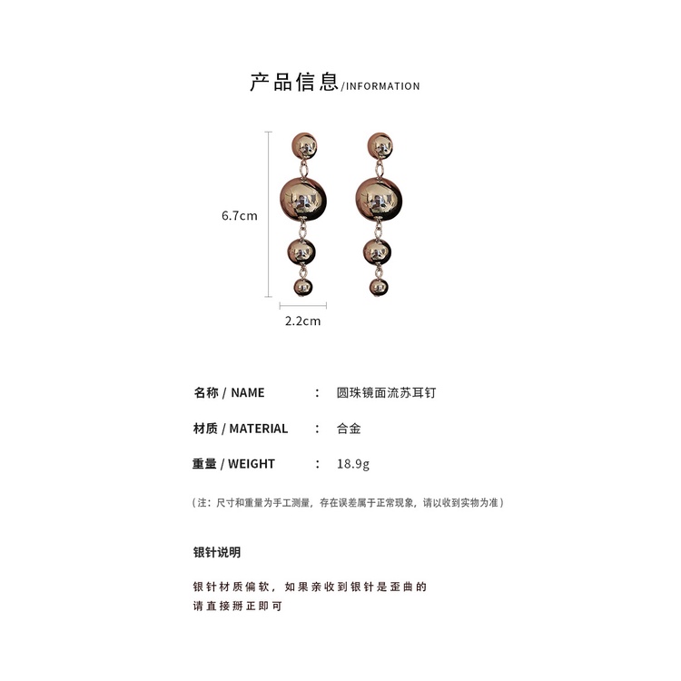 DREJEW Bông Tai Kim Loại Đính Hạt Tròn Phối Tua Rua Phong Cách Âu Mỹ 1