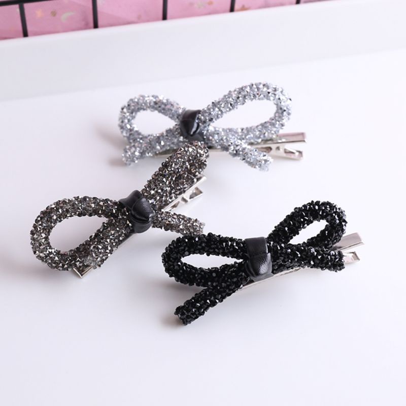 Kẹp Tóc Hình Nơ Rỗng Đính Đá Lấp Lánh Phong Cách Vintage