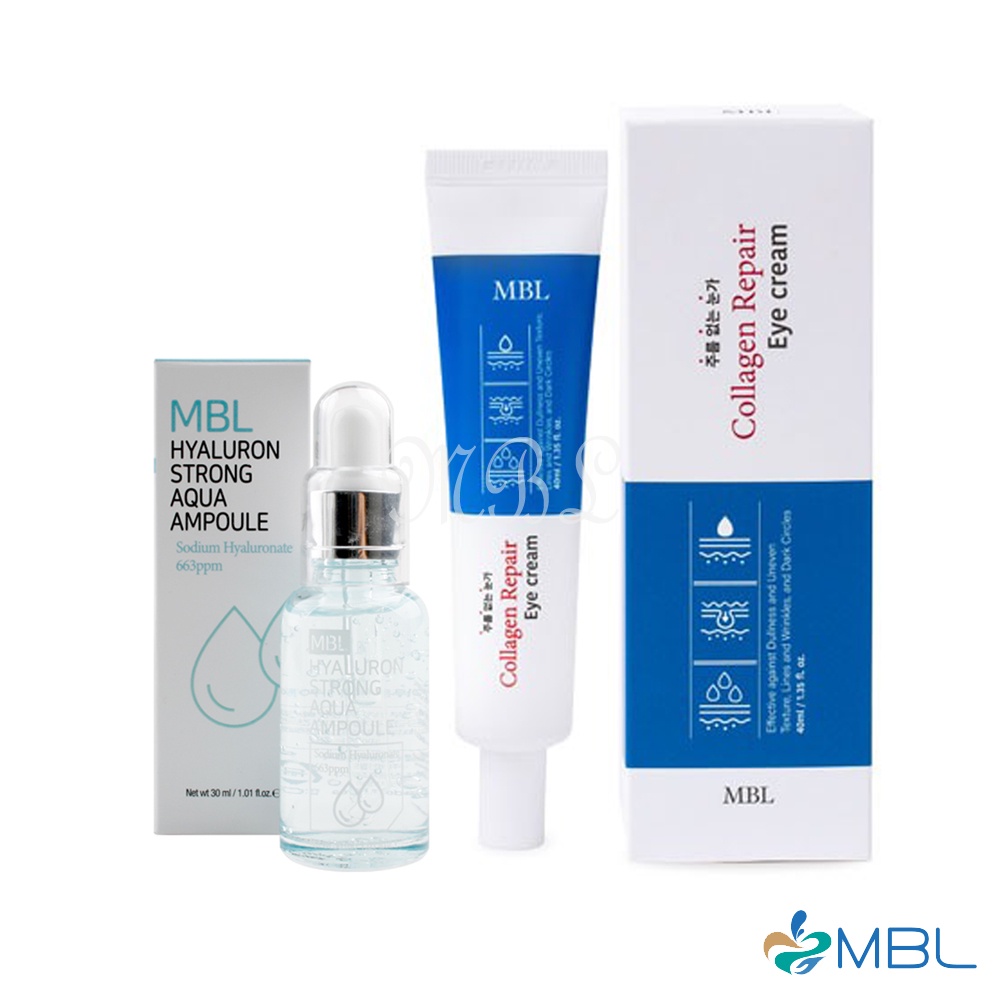 Tinh chất dưỡng da mắt chống nếp nhăn I MBL HYALURON STRONG AQUA AMPOULE 30ml + MBL COLLAGEN EYE CREAM 40ml