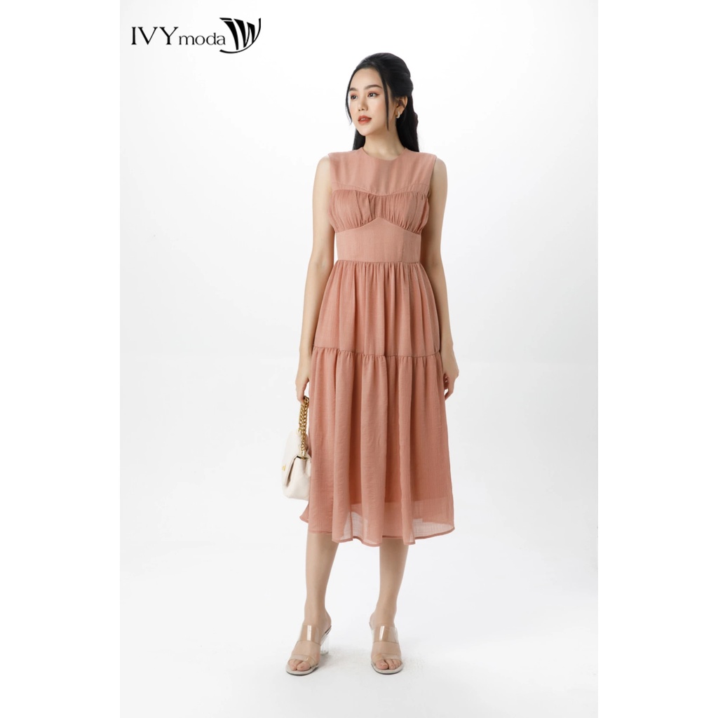 Đầm lụa xòe xếp nếp IVY moda MS 41B9197