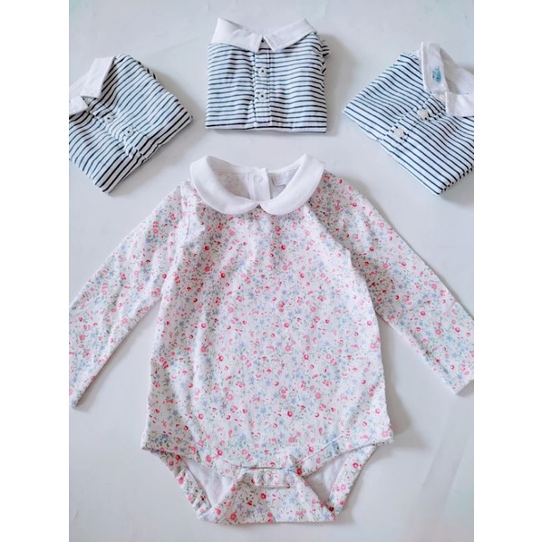 Body suit xuất Anh, dài tay có cổ cho bé trai bé gái, hàng VNXK