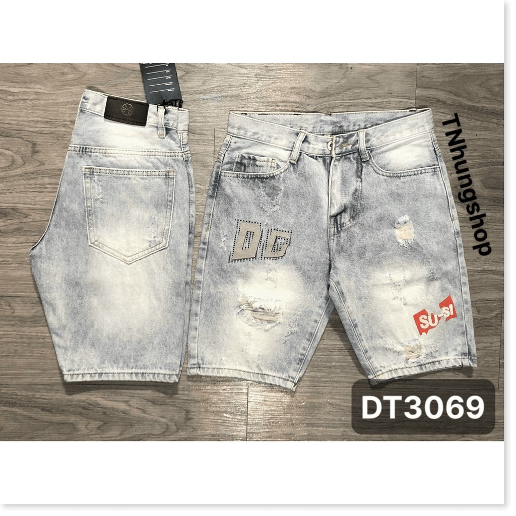 Quần short Jean Nam trẻ trung năng động thêu họa tiết HP
