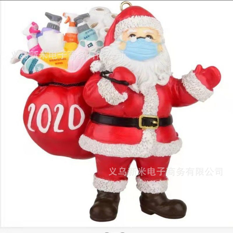 Santa Hanging Pendant New Christmas Products Resin Red Christmas Face Mask Snowman Gift Holiday Decoration